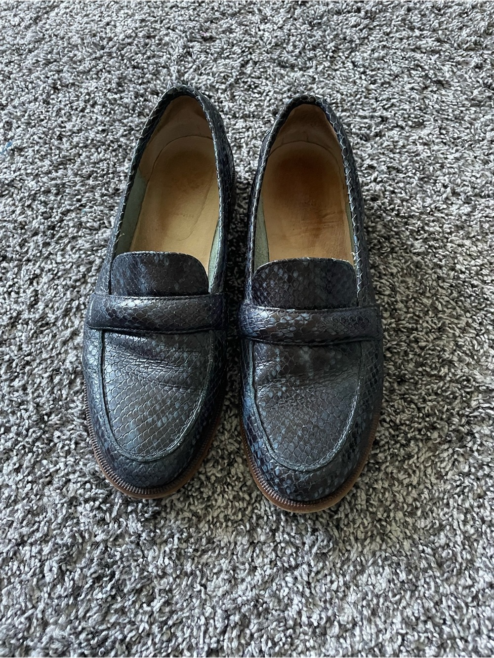 Women’s San Marina Blue and Snakeskin Style Penny Loafers